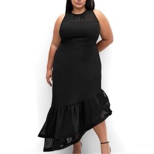 City Chic NWT Womens Plus Size 22 Antionette Sleeveless Black Maxi Dress Ruffle